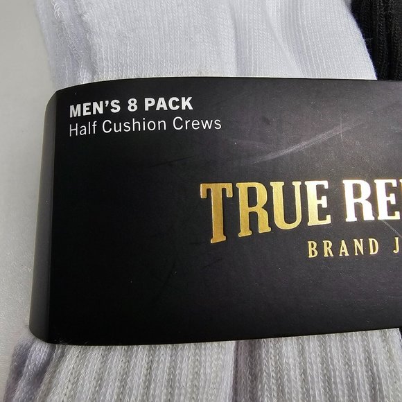 True Religion men’s 8 pack Half cushion crews 10-13 shoes size 8-12 M136TR NWT - Picture 2 of 6